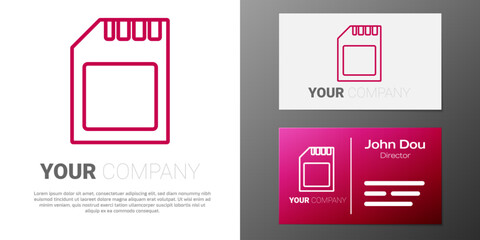 Poster - Logotype line SD card icon isolated on white background. Memory card. Adapter icon. Logo design template element. Vector