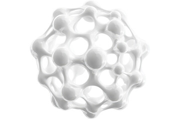 Poster - White organic metaball shape illustration showcasing intricate forms and textures in a minimalist aesthetic