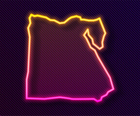 Poster - Glowing neon line Map of Egypt icon isolated on black background. Vector