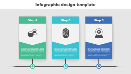 Poster - Set Voice assistant, Fingerprint and Web camera. Business infographic template. Vector