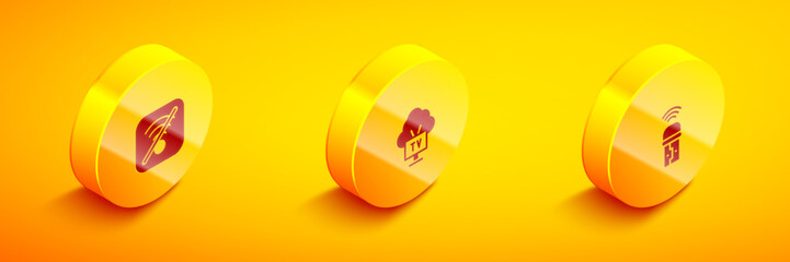 Poster - Set Isometric No Wi-Fi wireless internet, Smart Tv and Usb adapter icon. Vector
