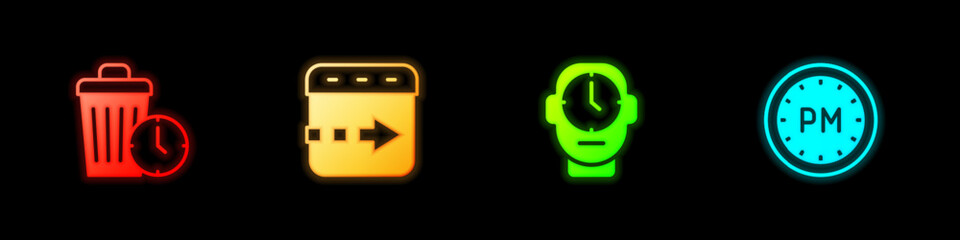 Poster - Set Waste of time, Time flies on the clock, Clock and Day icon. Vector