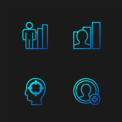 Poster - Set line Create account screen, Head hunting, Productive human and . Gradient color icons. Vector