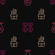 © Kostiantyn - Set line Location with heart, Gift box hearts and Love text on seamless pattern. Vector
