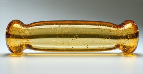 Leinwandbilder - Amber glass sculpture. Unique form, smooth curves, internal bubbles create interesting texture. Reflective surface, studio lighting.