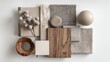 © Neon Stock - Ultra quality image of material mood board for kitchen, neutral colors.