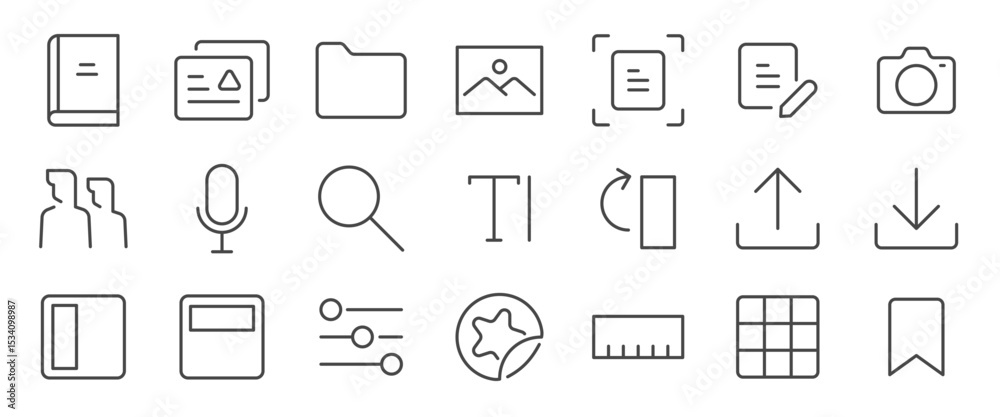 Note taking app icon set. It included note, jot, minute, file and more ...