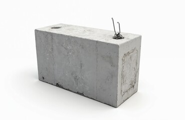 Poster - Reinforced concrete foundation block on white background. Industrial construction material. Structure with steel reinforcement. Construction industry. Architectural design. Engineering building site.