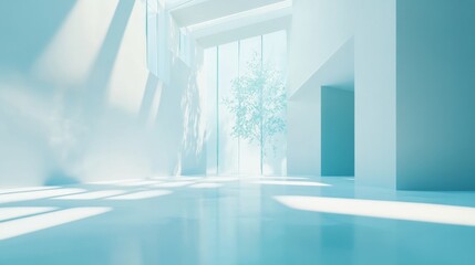 Poster - Pristine Minimalist Space with White Walls and Natural Light