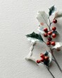 © studio - Detailed illustration of holly berries and leaves on textured paper.
