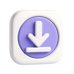 Fototapete - 3d icon of 3d download icon, isolated on white background
