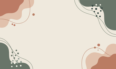 Poster - Minimalist vector backdrop with abstract waves and dotted patterns in warm pastel tones with copy space for text