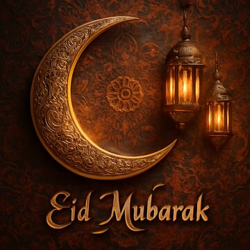Luxury islamic greeting card with Eid Mubarak calligraphy
