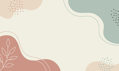 Poster - Elegant pastel abstract frame with fluid shapes and small geometric decorations with copy space for text