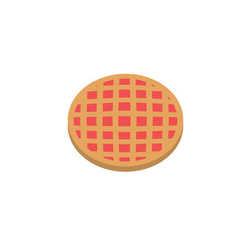 Home-made natural pie with fruit for holidays for Christmas, Thanksgiving, birthday, halloween, different celebrations. Isolated Vector Illustration.