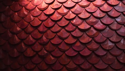 Aufkleber - Abstract burgundy background with fish scale tile pattern. 3D textured surface with polished blocks. Wavy texture, blurred geometric surface. Modern design for construction and decoration.