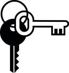 Poster - Illustration of keys vector illustration for security access and lock concepts in black and white minimalist style vector