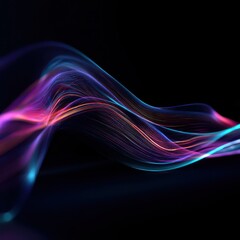 Poster - Flowing high-speed neon wave lines form an abstract futuristic design in a digital visualization.