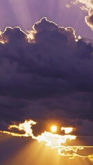 Wall Mural - dramatic sunset sky with vibrant clouds illuminated by golden sunlight, creating a stunning natural 