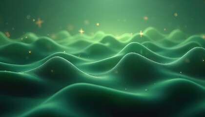 Poster - Abstract digital art piece shows smooth green waves with luminous accents. Perfect for backgrounds, environmental themes or modern design. Ideal for digital projects web design.