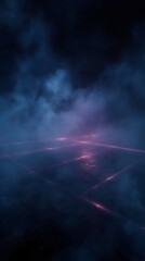 Poster - Laser grid across a foggy night sky
