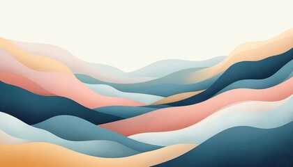 Poster - Abstract wavy background in muted tones with soft color gradients. Gentle curves, modern design. Ideal for wallpaper, banner, poster, social media, web design, print, or as a standalone artwork.