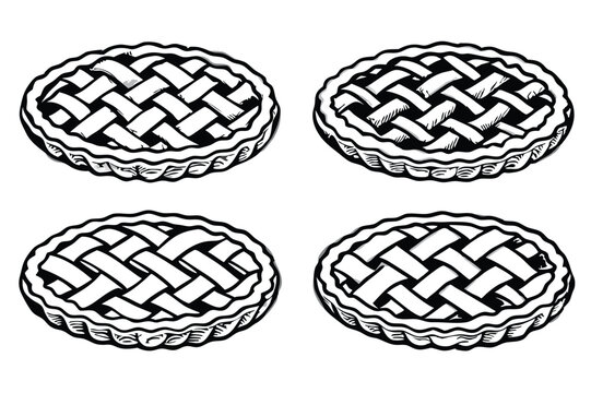 America's most popular apple pie.  Whole homemade fruit pie. Vector color realistic illustration. Pie Icon on Transparent Background.