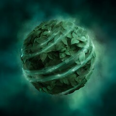 Poster - Glowing Earth Orb Enveloped in Green Leaves