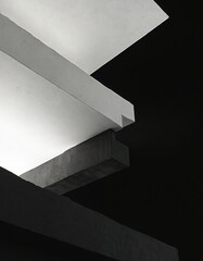 Poster - Abstract architectural design elements against dark background. Modern building construction. Geometric shapes, straight lines form graphic composition, ideal for design, web. Minimalist aesthetic.