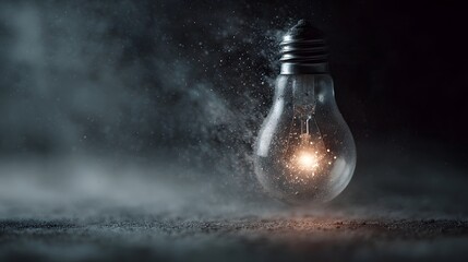Poster - Shattering light bulb with glowing particles