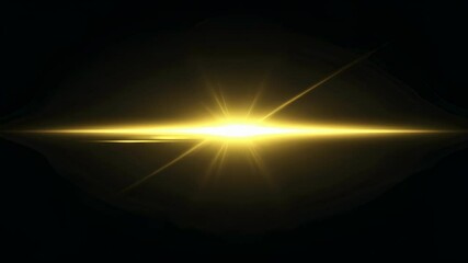 Poster - Abstract golden yellow light flare on dark background. Bright star effect for cinematic overlay or space concept footage.