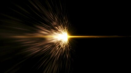 Poster - Bright light beam with glowing particles moving across a dark background. Abstract energy burst with motion effect.
