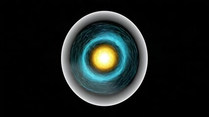 Poster - Luminous concentric circles expanding dynamically from central sphere, growing brighter against dark background, creating futuristic energy visualization