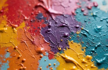 Poster - Abstract oil painting art in macro. Brushstrokes, multi-color palette. Textured artistic modern pattern with bright stains, splashes. Perfect as canvas, background, wallpaper. Vintage style artwork.