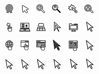 Fototapete - Collection of cursor icons for web design and development projects featuring mouse pointers and hand gestures