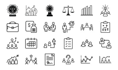 Poster - Set of business and management icons representing growth strategy and success