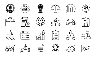 Poster - Business and finance icon set representing success strategy and collaboration