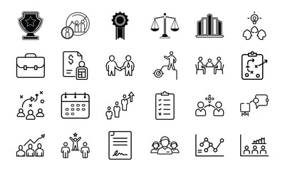 Aufkleber - Collection of business icons and elements representing teamwork and strategy for a marketing package