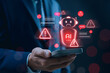 © IDOL'foto - AI chatbot system alert in digital communication environment showing error, warning, and cybersecurity risk icons, highlighting potential data breach and smart automation failure in modern networks
