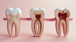 © Alex Pios - Dental problems and solutions from healthy teeth, decay, root canal, and abscess formation visualized in 3D animation footage. Dentistry.