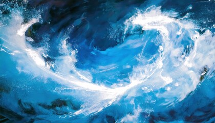 Aufkleber - vivid abstract whirlpool in deep blue and white resembling turbulent ocean current with fluid texture, ideal for branding, web design, modern art or print background

