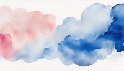 Aufkleber - ethereal pink and blue watercolor cloud blending on white background with soft gradients and abstract textures for modern web design, branding, or print artwork

