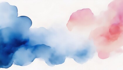 Aufkleber - ethereal pink and blue watercolor cloud blending on white background with soft gradients and abstract textures for modern web design, branding, or print artwork


