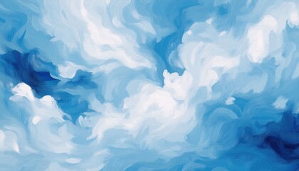 Aufkleber - ethereal abstract sky background with dreamy white clouds and textured blue brush strokes, ideal for web design, digital wallpaper, branding, product packaging, and print media concept art

