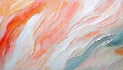 Aufkleber - flowing abstract texture in coral orange and creamy white with soft brush strokes and pastel gradients ideal for modern web design, branding, or minimalist print backdrop

