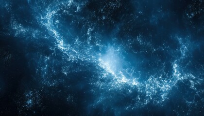 Poster - glowing blue galactic vortex with swirling nebula and cosmic dust perfect for sci-fi web design, tech branding, abstract print, or futuristic concept art

