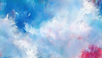 Poster - dreamy abstract cloudscape in bold oil textures with blue and pink gradients for modern web design, print media, and branding background usage

