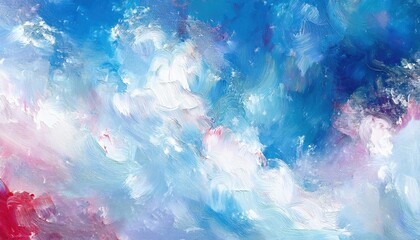 Poster - dreamy abstract cloudscape in bold oil textures with blue and pink gradients for modern web design, print media, and branding background usage

