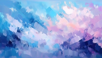 Poster - ethereal pastel brushstroke explosion in abstract blue and pink palette for digital artwork, web background, print design, or branding aesthetic

