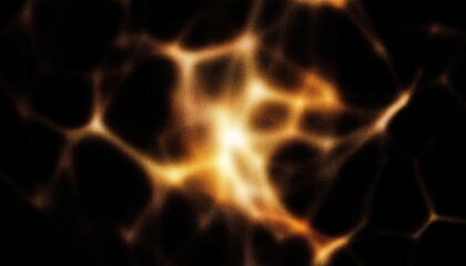 Poster - interstellar plasma network glowing in deep space with fiery nebula strands and golden cosmic filaments, ideal for sci-fi web design, abstract print, or tech branding

